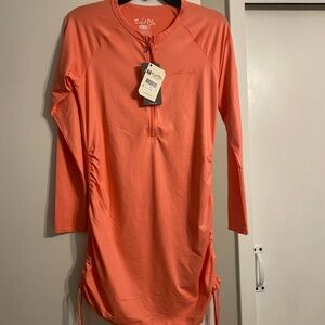 Salt Life Orange Ruched Long Sleeve Tunic